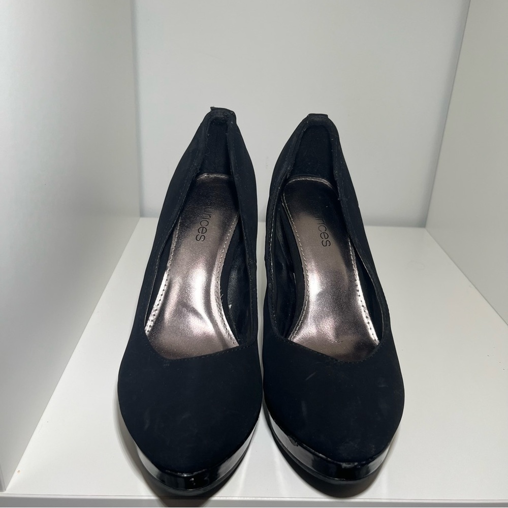 Black Suede Maurice’s Heels